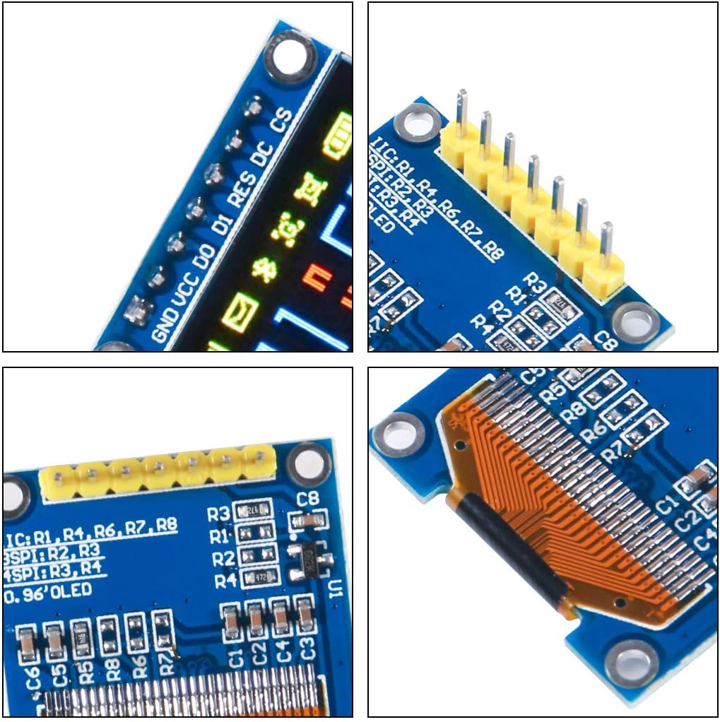 UMLIFE 0.96" 7 128x64 6PCS 0.96 Inch SSD1306 12864 DC3-5V 51 STM32 Pin SPI OLED Display Module, LCD Display Module