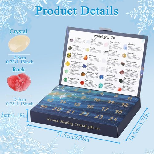 DUQGUHO Crystal Advent Calendar 2025 - 24-Day Countdown with Gemstones for Yoga & Meditation