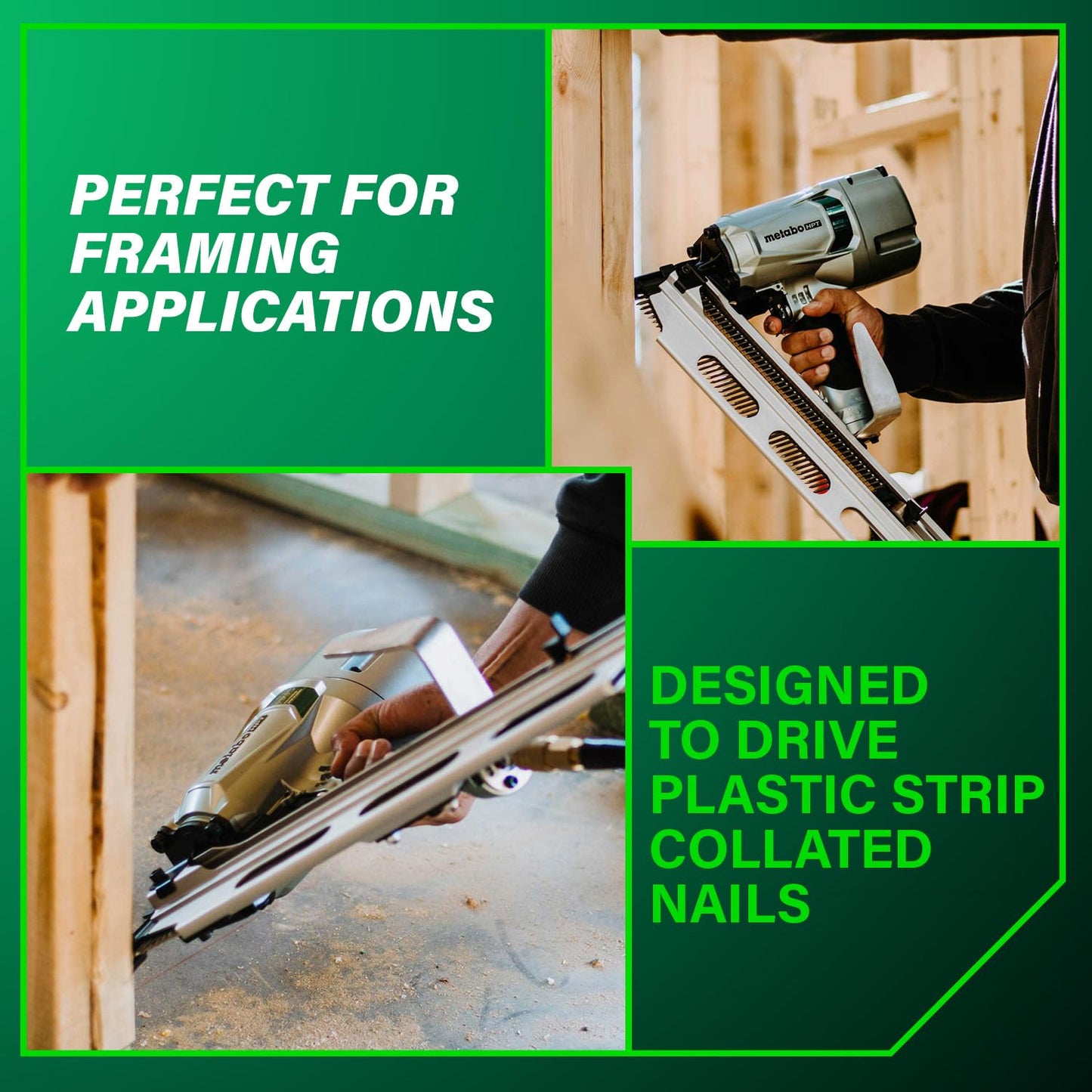 Metabo HPT Framing Nailer | High Grade Aluminum Magazine | Pneumatic | Framing Nails 2-Inch to 3-1/4-Inch | Rafter Hook | NR83A5(S1)