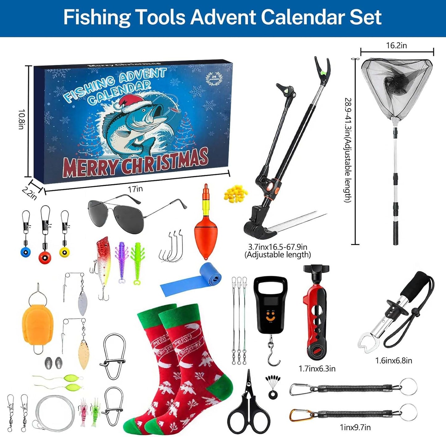 Skiennix Fishing Advent Calendar 2025 - 24-Day Countdown with Tools, Lures & Accessories | Perfect Xmas Gift for Men & Teens