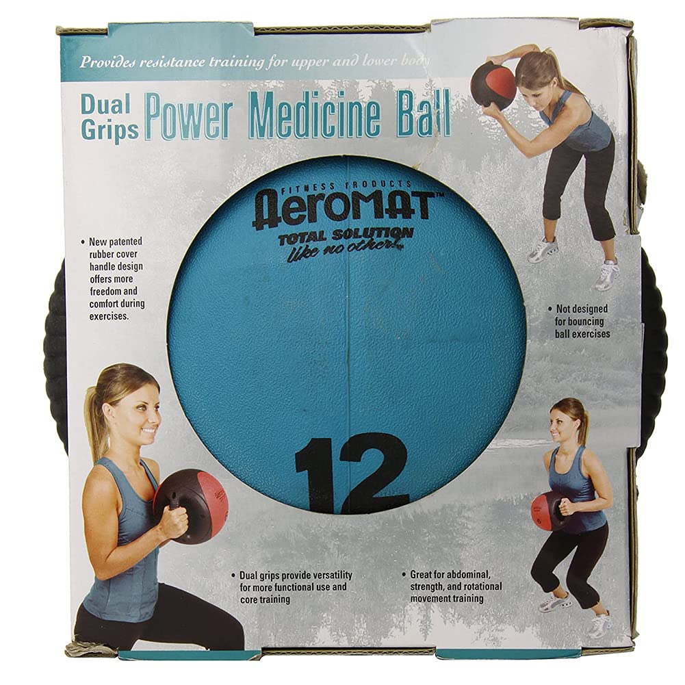 Aeromat Dual Grip Power Medicine Ball, 9cm/12-Pound, Black/Teal