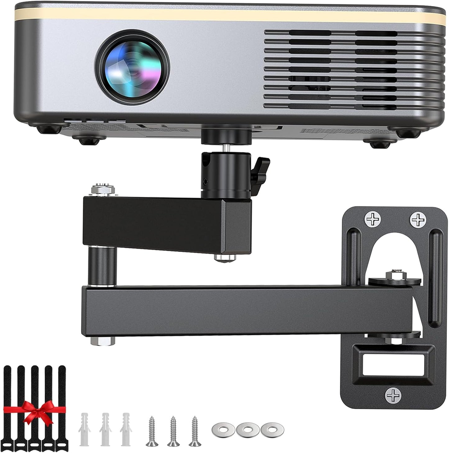 DAWASAPAT 1/4" Universal Porjector Mount Foldable Wall Mount Screw, Adjustable Tilt&Swivel Hanging Bracket Holder Wall