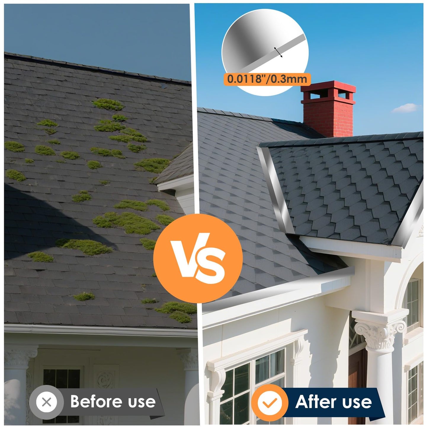 Aluminum Flashing Roll Roof Flashing – 40 Inch x 50 Ft | 0.3mm Thick Metal Roof Flashing for Windows, Doors, Siding, and Roofing Seals, Aluminum Roof Panels Preventing Roofing Stains and Moss