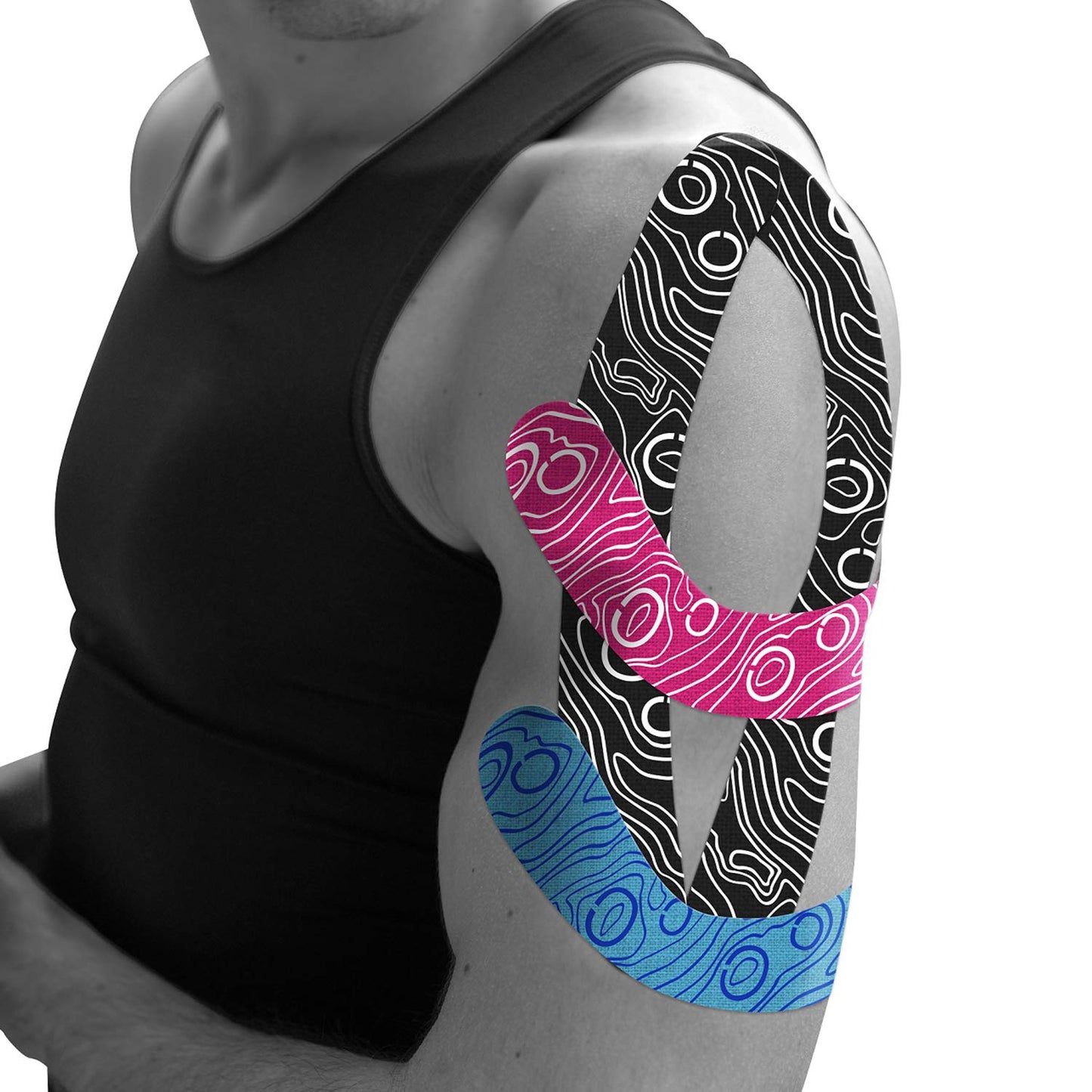 (2in X 103 Feet) OK TAPE PRO Bulk Kinesiology Tape, Original Elastic Latex Free Kinesiology Therapeutic Tape, Free Cut Printed, Pink+White