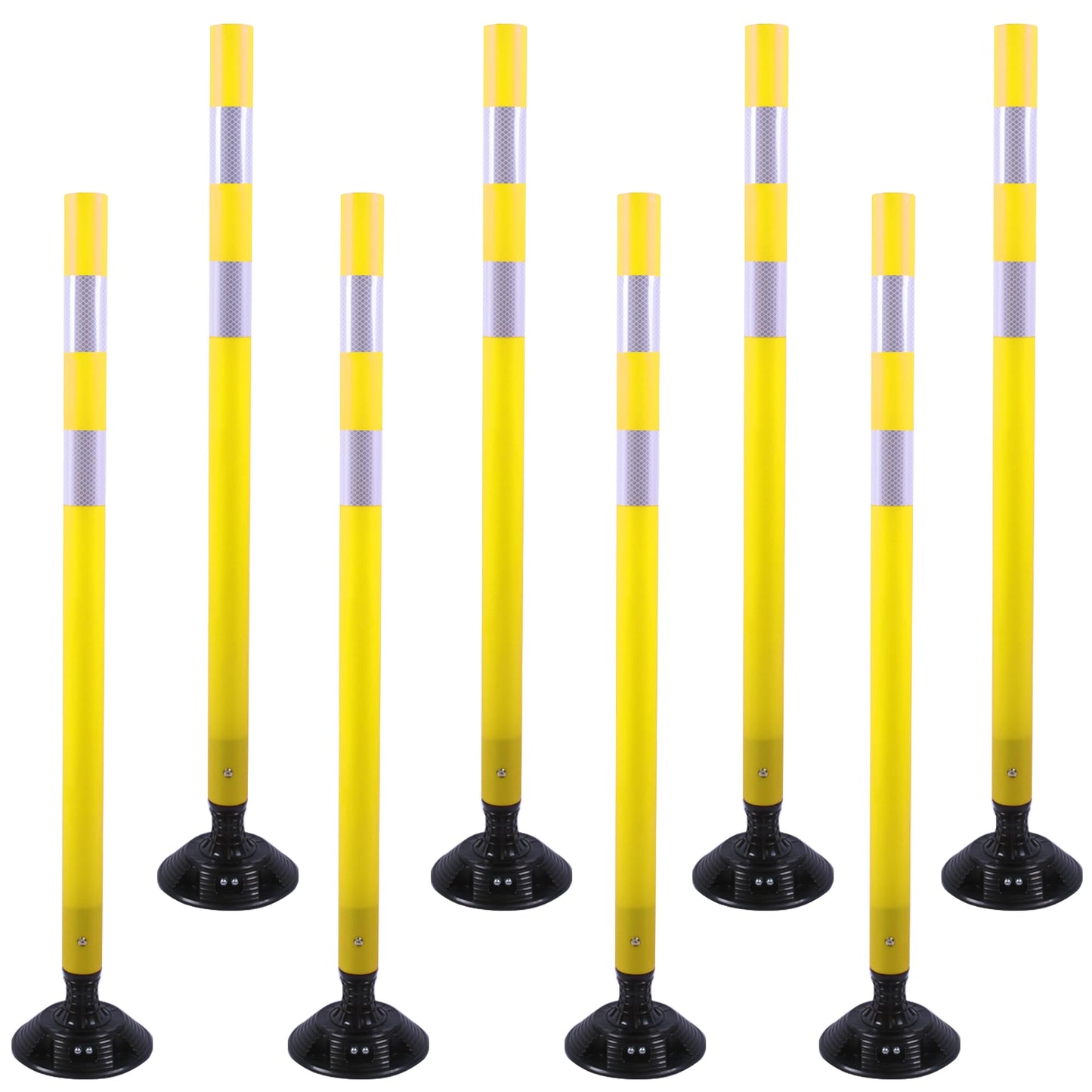 OrangeStar 8 Pack Delineator Post 48" Yellow Traffic Delineator Cones with Fixable Base for Road Safety, Parking Lots