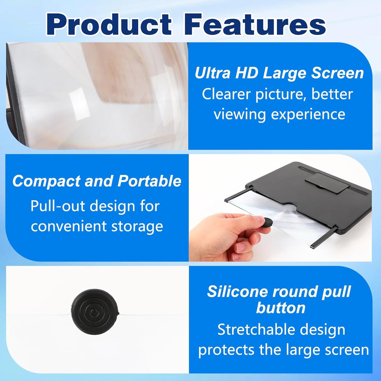BSonata 3D 10inch) Screen Magnifier Version, Mobile Phone HD Magnifying Projector Screen Enlarger for Movies, Videos