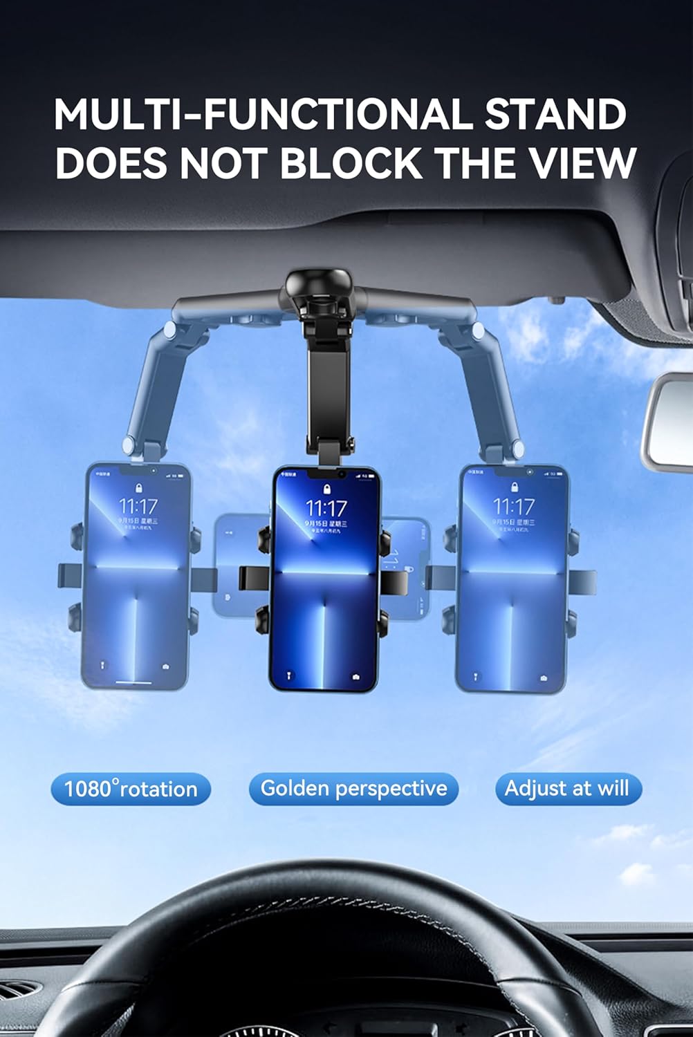 Temvue Car Photography Phone Mount Stabilizer, Universal Cell Phone Car Mount Metal Anti-Shake POV View for Navigation