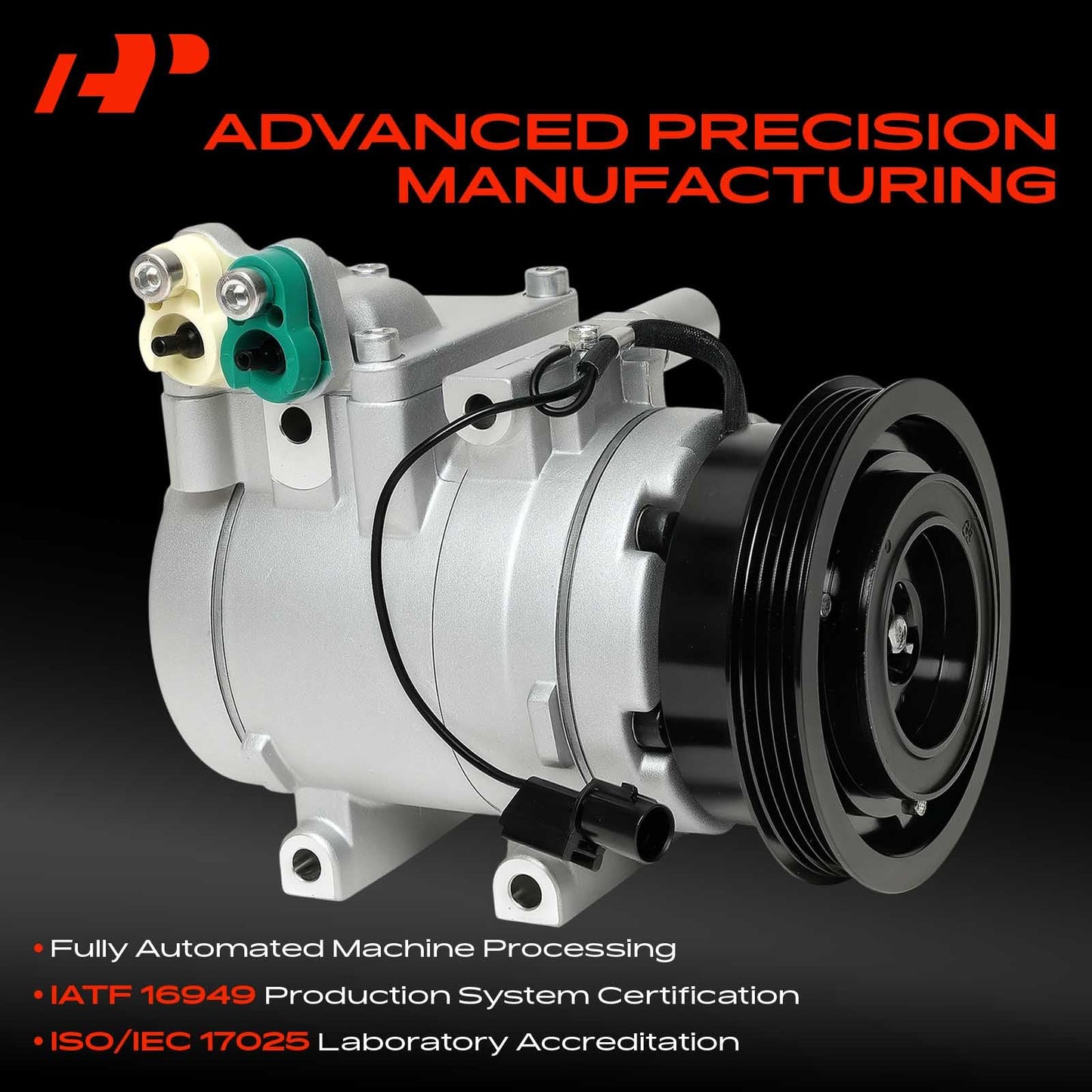 A-Premium Air Conditioner AC Compressor with Clutch Compatible with Hyundai Accent 2001-2005 1.6L, For HS15 Compressor