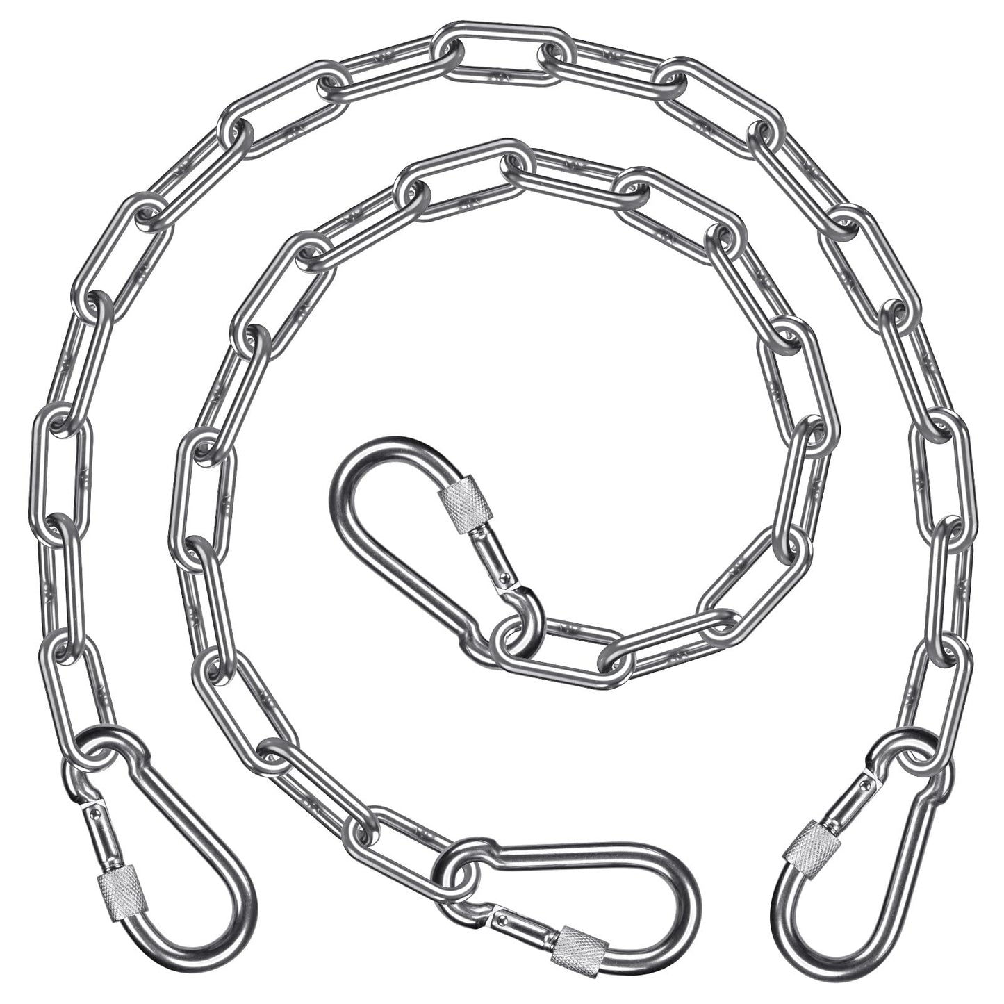 SELEWARE 2-Pack Heavy Duty Stainless Steel Punching Bag Chain, 1000LB Heavy Bag Hanging Chain with Carabiners, 20" Extension Chain for Boxing Bags, Hammocks, Swings, Yoga Trapeze & Hanging Chairs