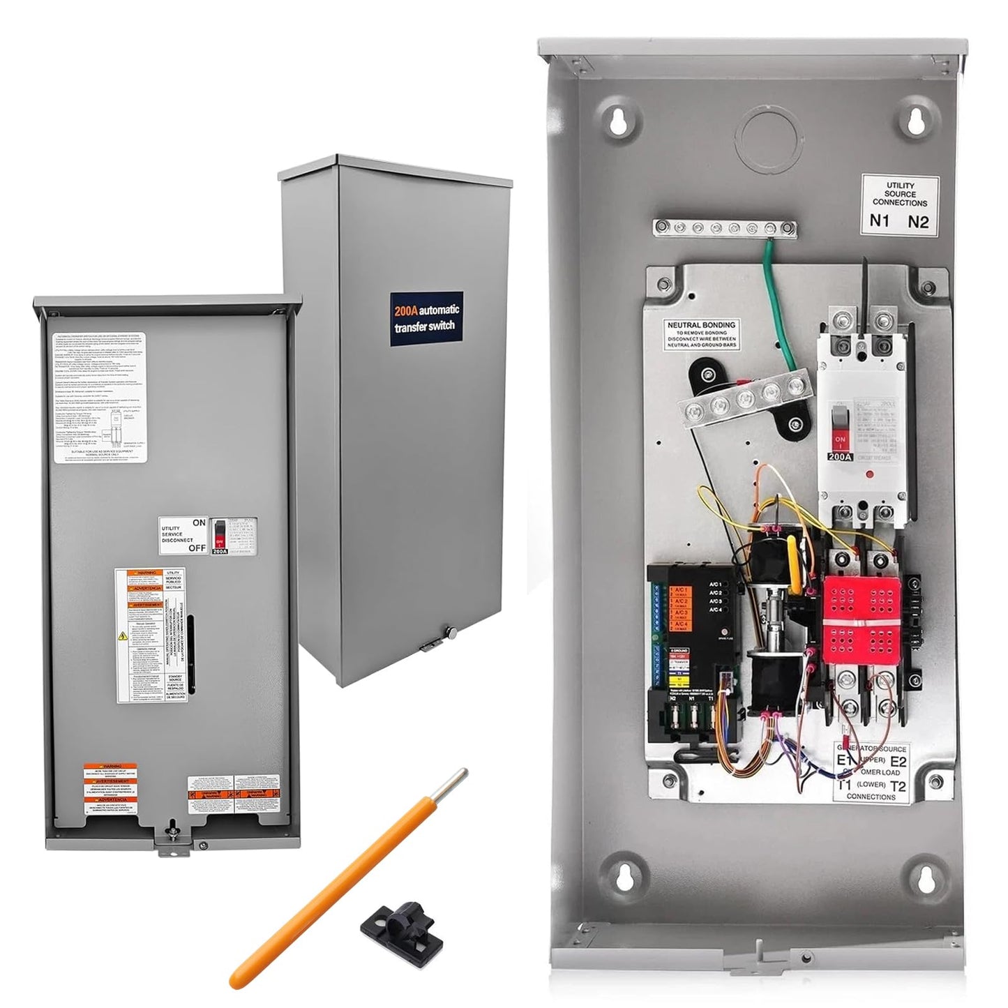 RXSW200A3 200 Amp Automatic Transfer Switch w/Power Management Replacement for Generac, Service Entrance Rated, NEMA 3R Aluminum Enclosure