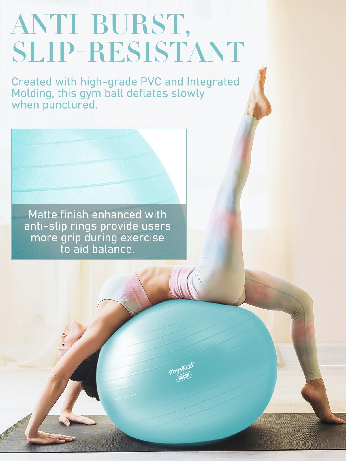PhysKcal Exercise Yoga Ball Chair with Pilates Ball Set, Swiss Ball for Blance and Stability, Physical Therapy Set-Blue