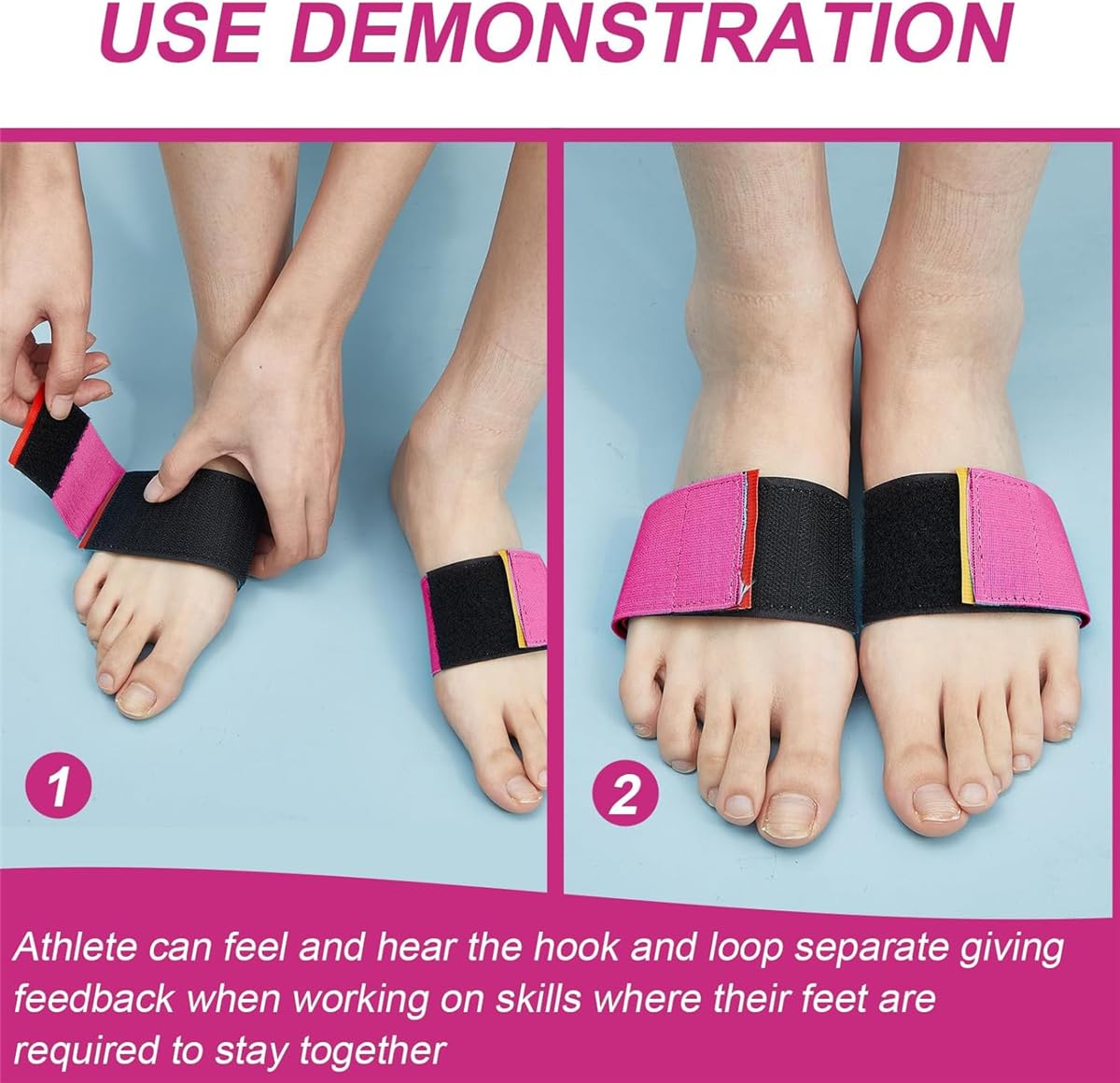 Foot Straps for Gymnastics, 2 Pairs Gymnastics Sticky Toes Tumbling Trainer Aid Elastic Foot Bands, Back Handspring Trainer Cheerleading Dance Gymnastics Training Equipment for Girls Boys Practice