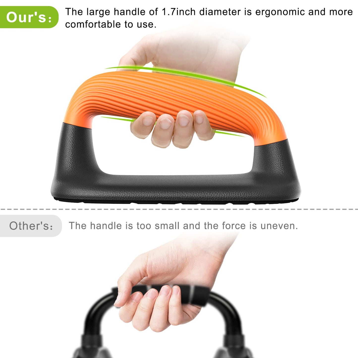 Kipika Push Up Bars, Pushup Stands, Anti-Slip Soft Plastic Push Up Handles, Bottom Anti-Slip Pad, Strength Training Equipment, Perfect for Floor Workout Exercise Black&Orange