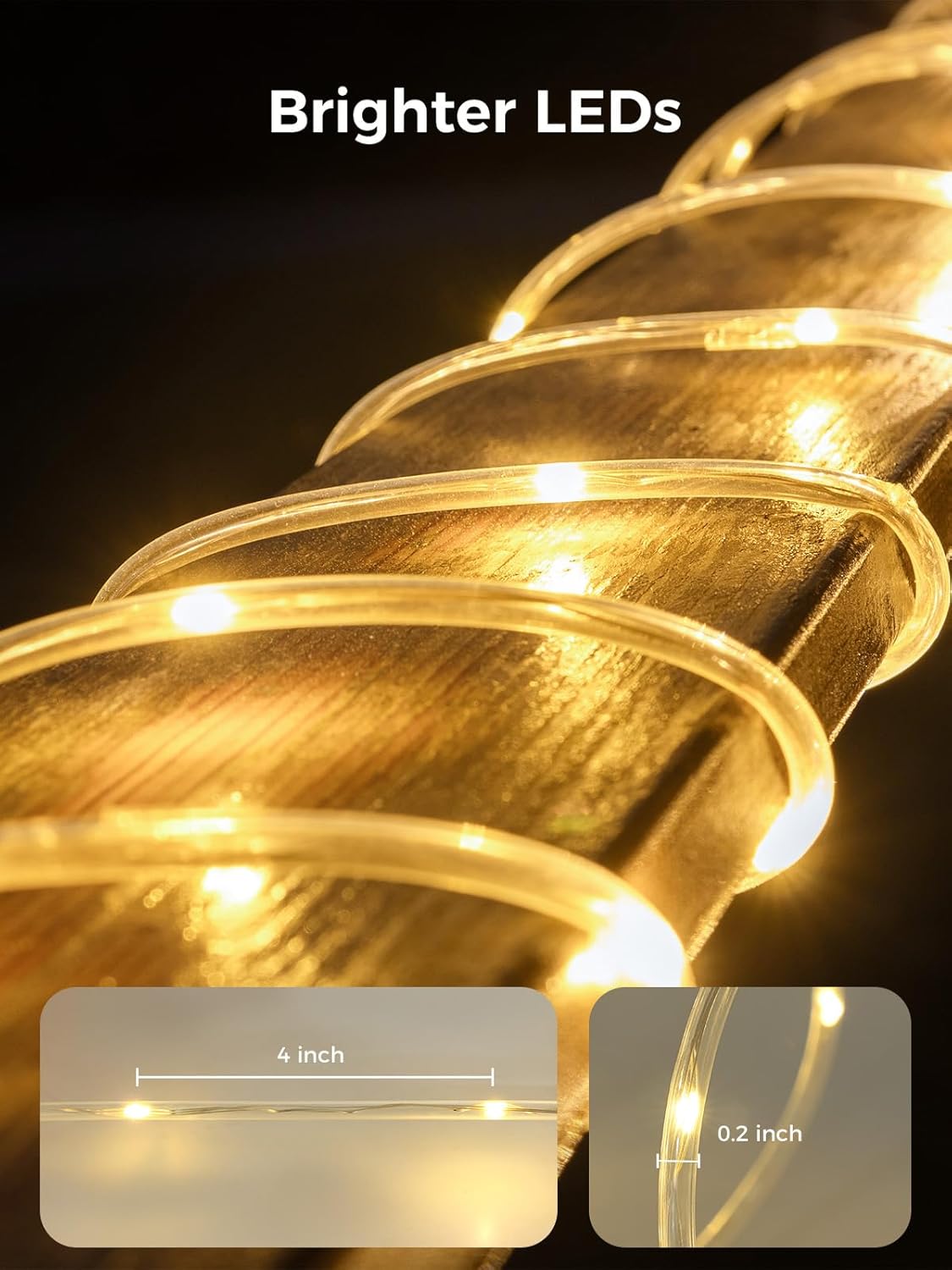 Skiennix Connectable Rope Lights - 66FT 200 LED Waterproof Tube Light | 8 Modes Remote for Indoor/Outdoor Use