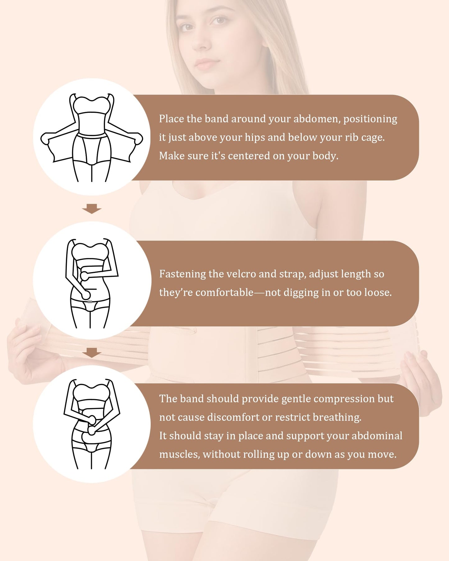Evantha Postpartum Belly Band for Women: Adjustable Compression Wrap for Abdominal & Waist Support C-Section & Vaginal Birth Recovery Beige L
