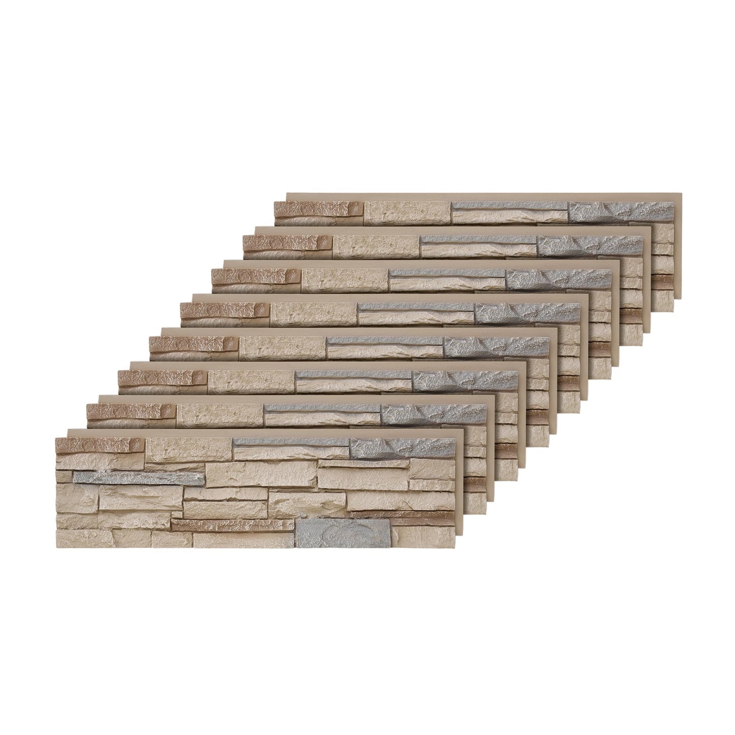 Wallwell 8-Pack Faux Stone Wall Panels (26 Sq Ft) PU Stone Veneer Siding, Mortarless Lightweight Faux Rock for Exterior and Interior Wall, DIY Home Improvement, 41.92x12.4 Inch, Golden Dune