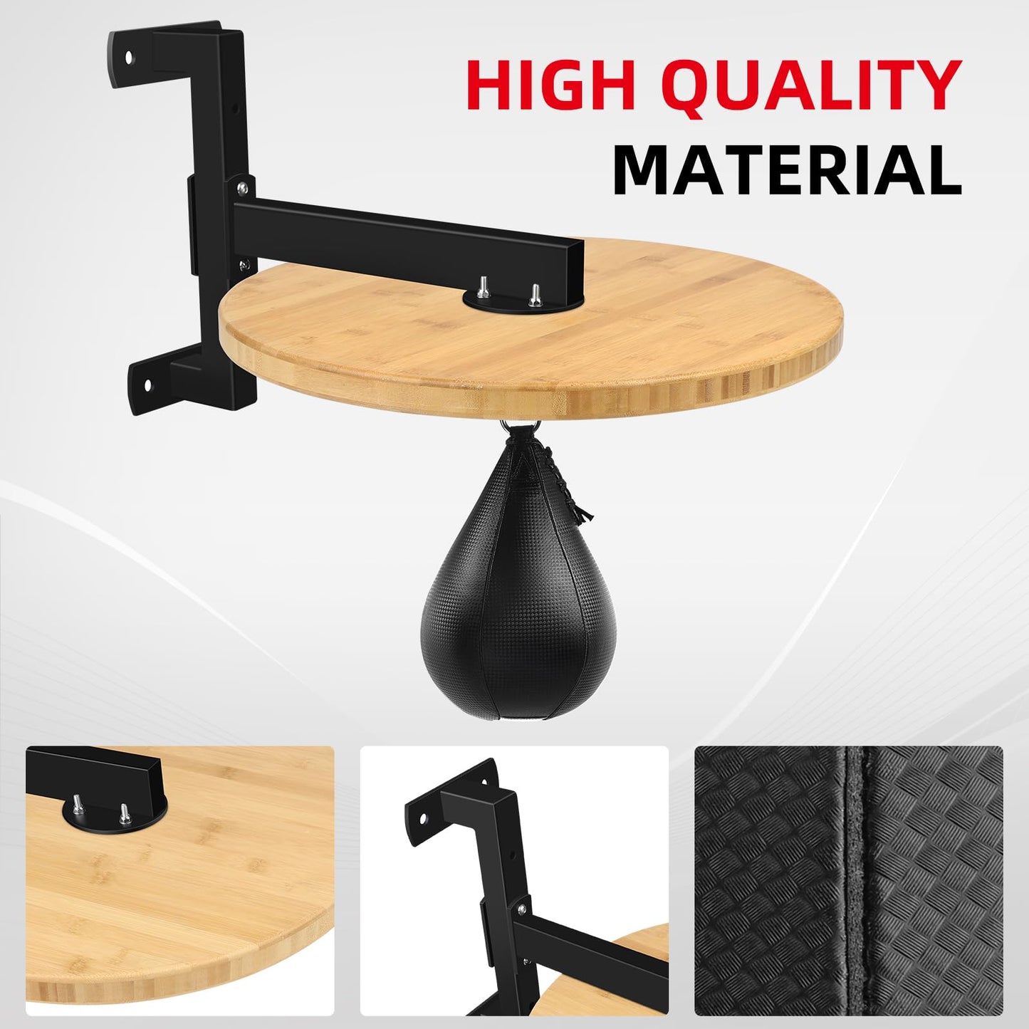 WYGVNR Hardwood Speed Bag Platform, Adjustable Speed Bag Mount Swivels for Boxing Training, Workout (Bamboo)