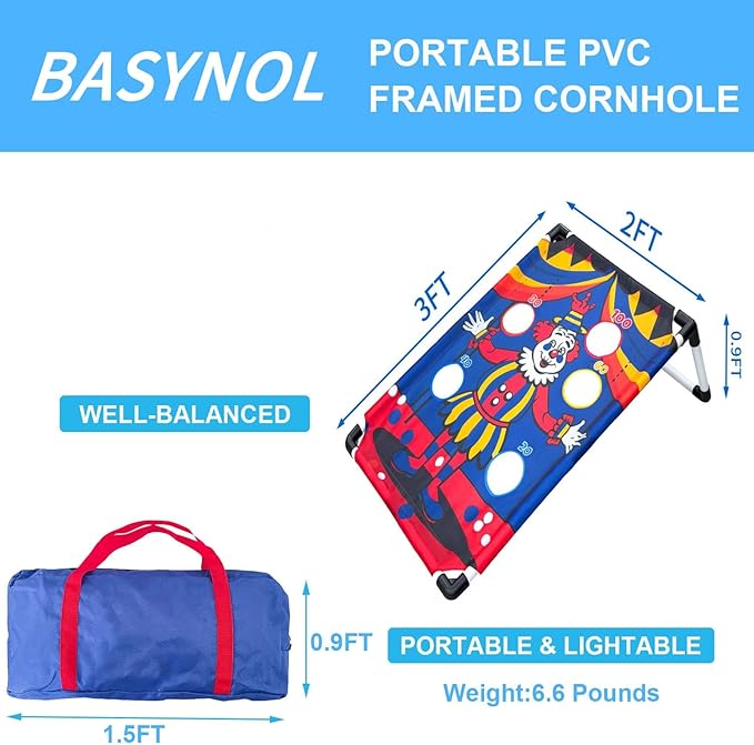 Portable Cornhole Set with 2 Collapsible Cornhole Boards, 8 Cornhole Bean Bags and Carrying Case for Yard Toss Game, Indoor Outdoor Camping Games for Adults Family (3 x 2-feet)