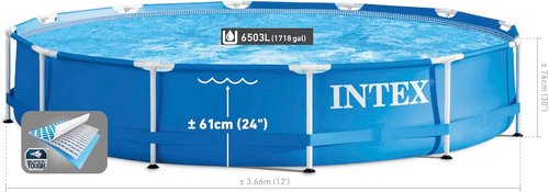 INTEX Above Ground Pool Set - 12 ft x 30 in Round Swimming Pool with Steel Frame & 530 GPH Pump
