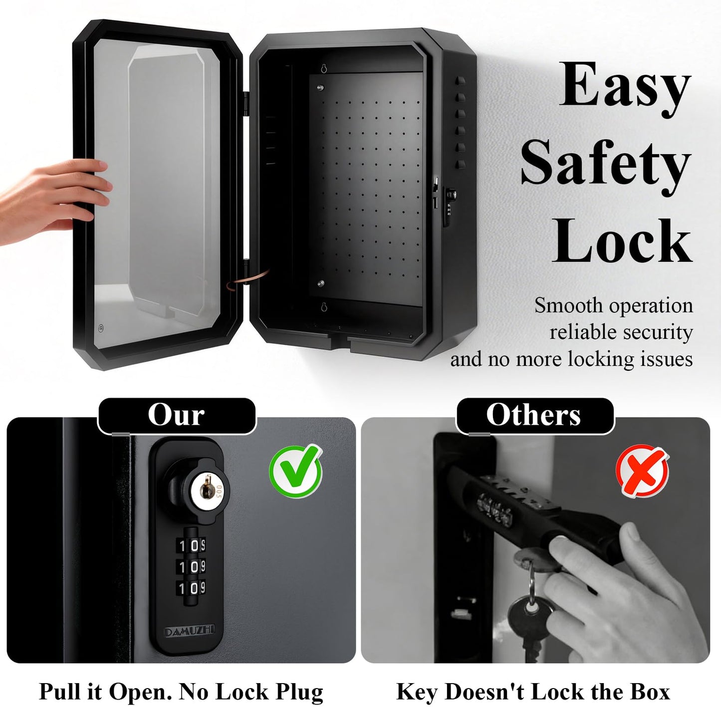 QLYYOPSK EV Charger Lock Box, Waterproof Outdoor Wall Station Enclosure, IP65 Weatherproof, 23'' x 16'' x 9'', Steel with Acrylic Window, Combination Lock & Cable Holder, for Level 2 EV Charger