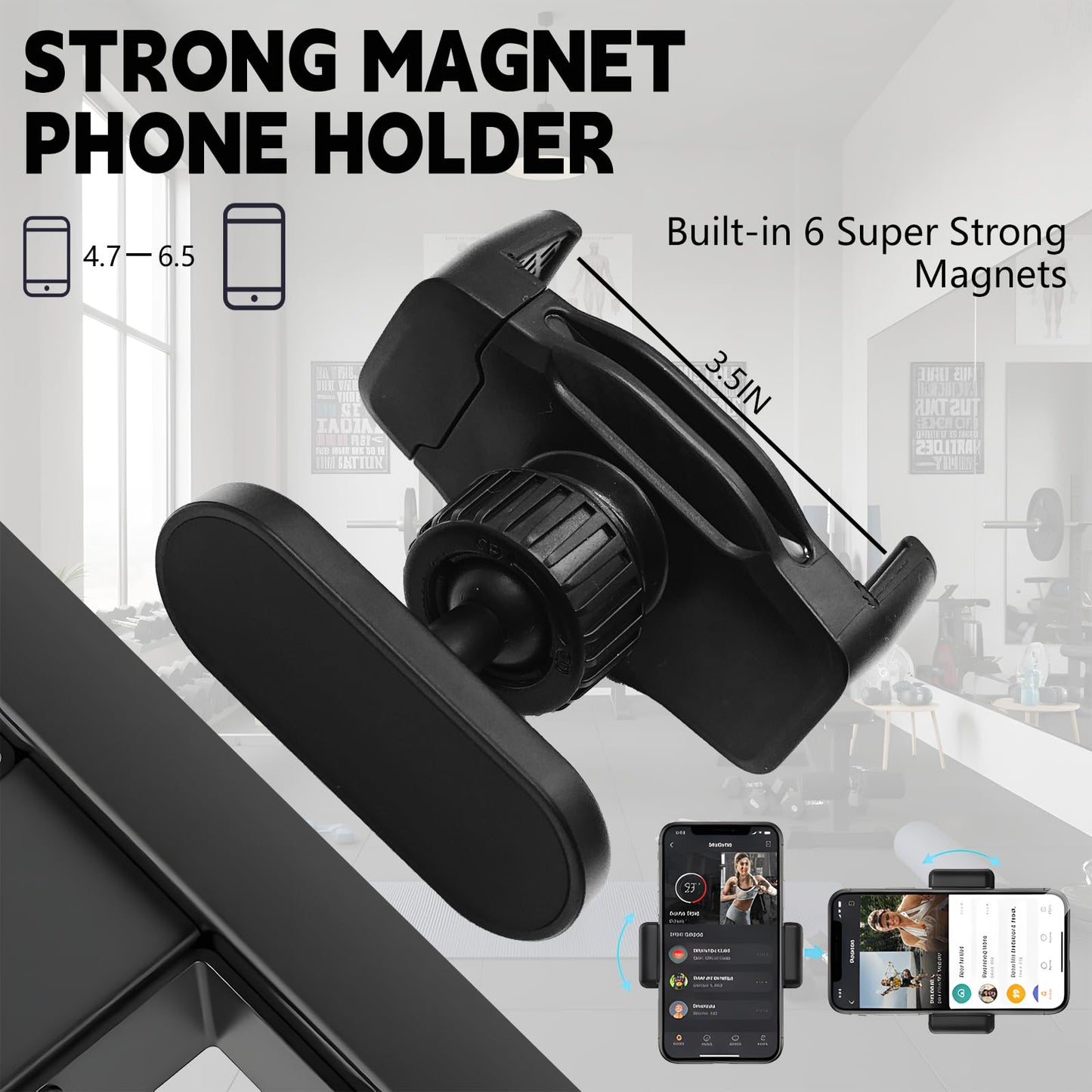 Magnetic Gym Water Bottle Bag with Phone Holder for Men, Magnetic Gym Bag Attaches to Equipment, Holds Water Bottle, Phone & Essentials for Workout, Training & Fitness