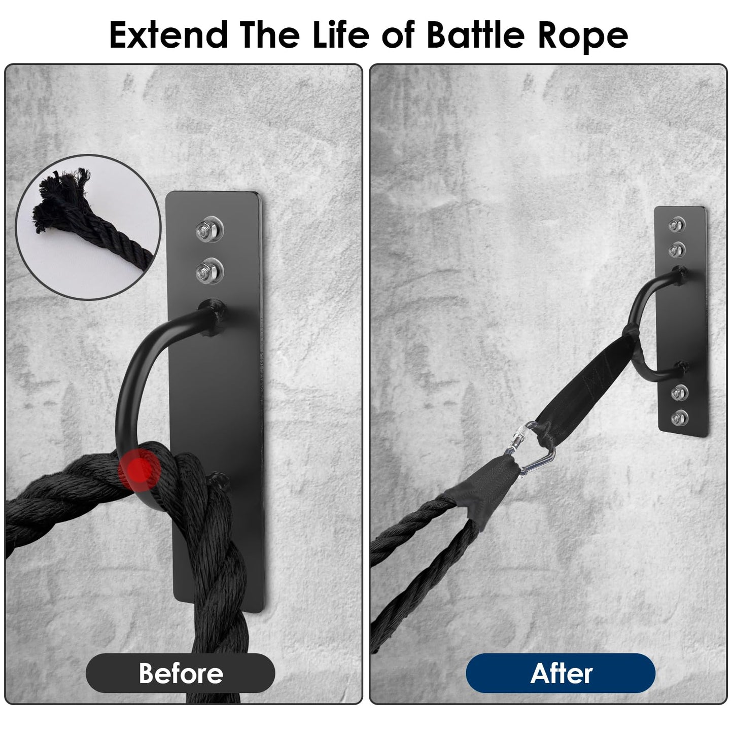 NELOMO Battle Rope Hanger Anchor Strap Kit Battle Rope Storage Rack Battle Rope Fastening Hook Wall Mount Exercise Rope Organiser Home Gym or Commercial Gym
