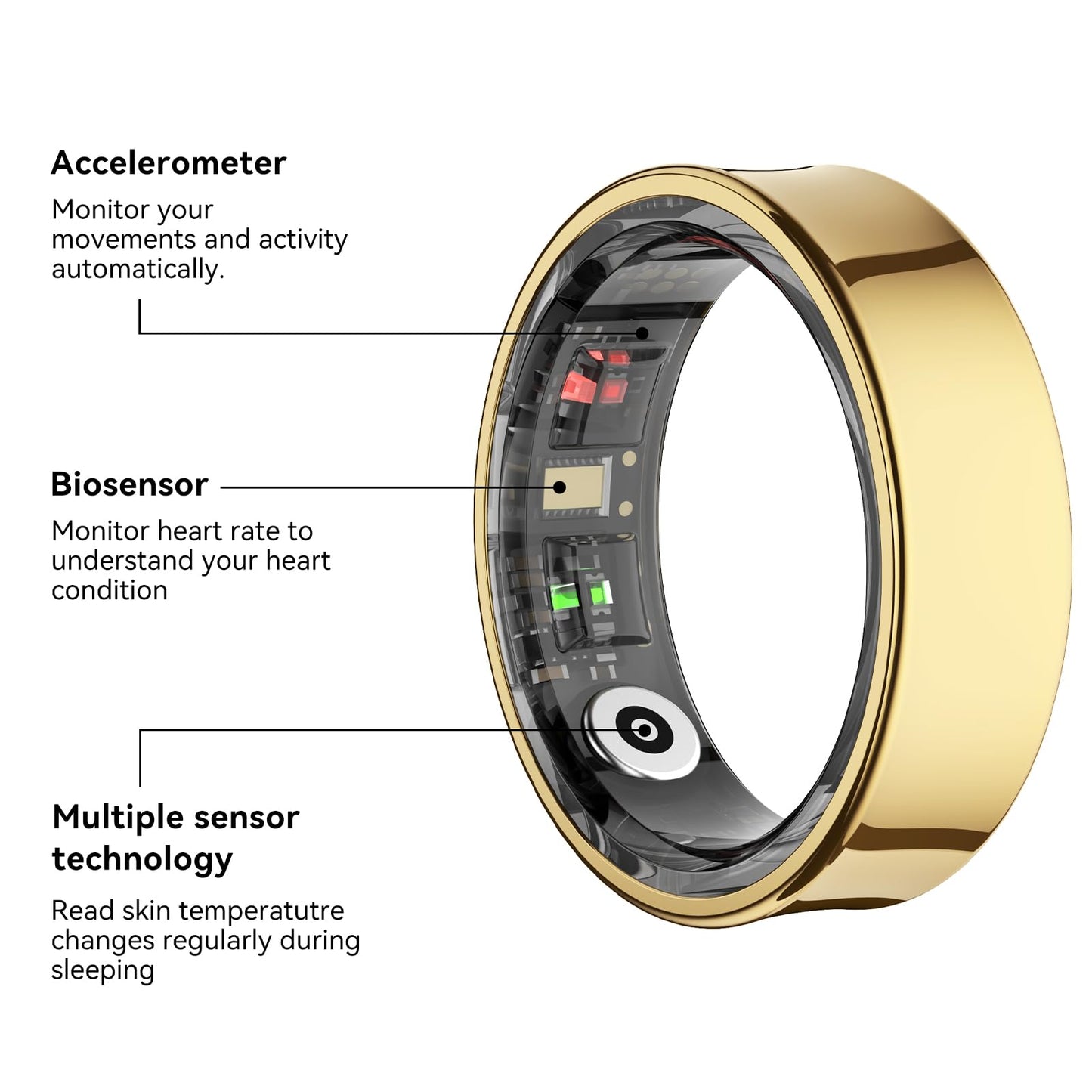 Weyrinice Smart Ring Health Tracker, Smart Rings for Men & Women, No Subscription Required, Long-Lasting Battery Sleep Ring, Fitness & Sleep Monitor Compatible with iOS & Android (Black, 7)