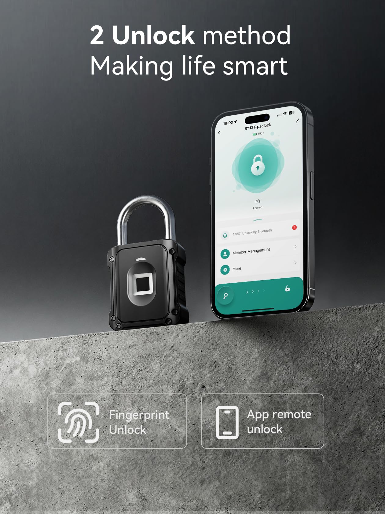 NexusLab Fingerprint Padlock, Smart Biometric Locker Lock with Bluetooth TUYA App Control, IP67 Waterproof Gym Lock, Keyless Combination Lock Alternative for School Locker, Sports & Outdoor Gates