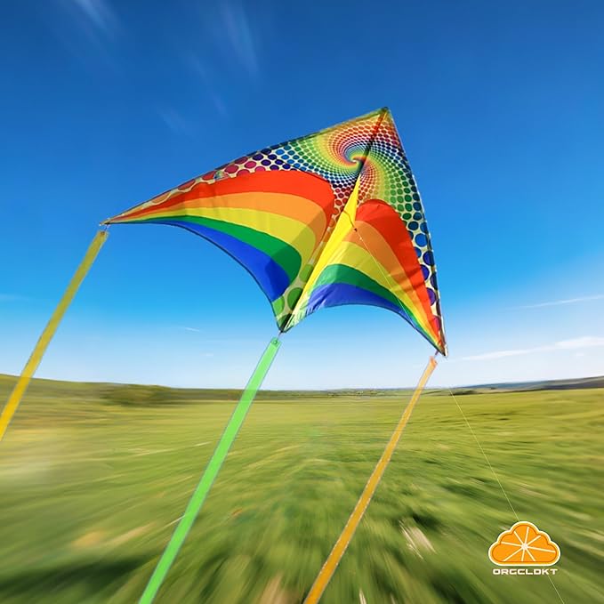 ORGCLDKT-Rainbow Cruiser Delta Kite, Kites for Kids Ages 8-12,4-8,Boys,Girls,Kites for Adults,Beach,Beginners,Giant.1Pc or 3Pcs Pack. Easy to Fly.