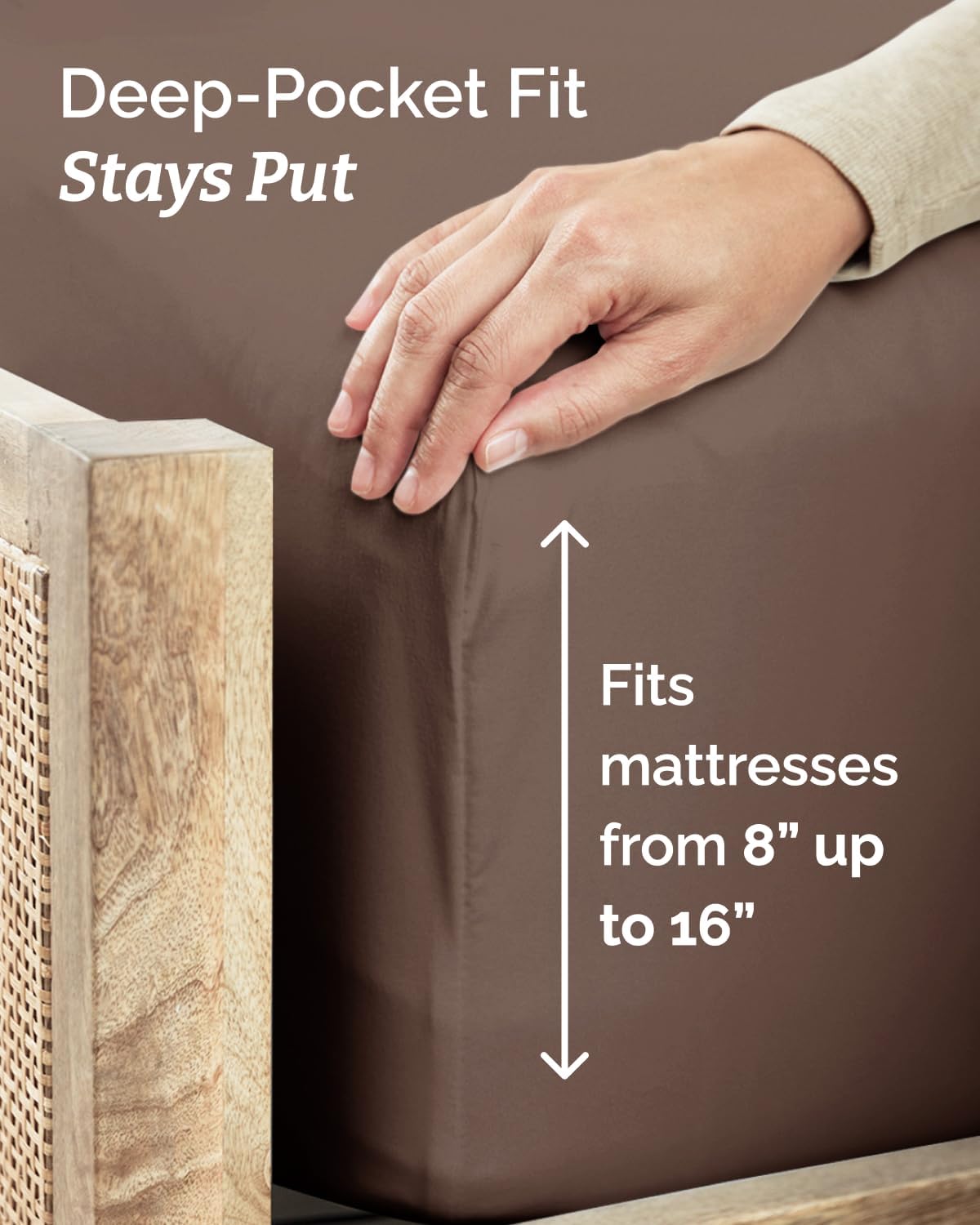 Skiennix Twin Size 3-Piece Sheet Set - Ultra-Soft, Breathable & Cooling Bedding - Deep Pockets, Oeko-Tex Certified - Brown