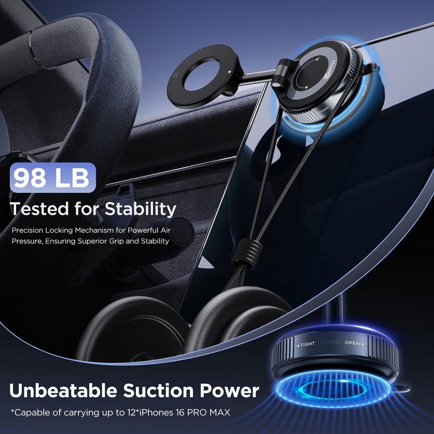 MSXTTLY Vacuum Magnetic Phone Holders for Your Car 2026 Suction Cup Phone Mount with Washable Nano Gel Pads 360° Adjustable Phone Mount,Travel Gifts, Car Phone Holder for Smartphone Car/Gym/Mirror