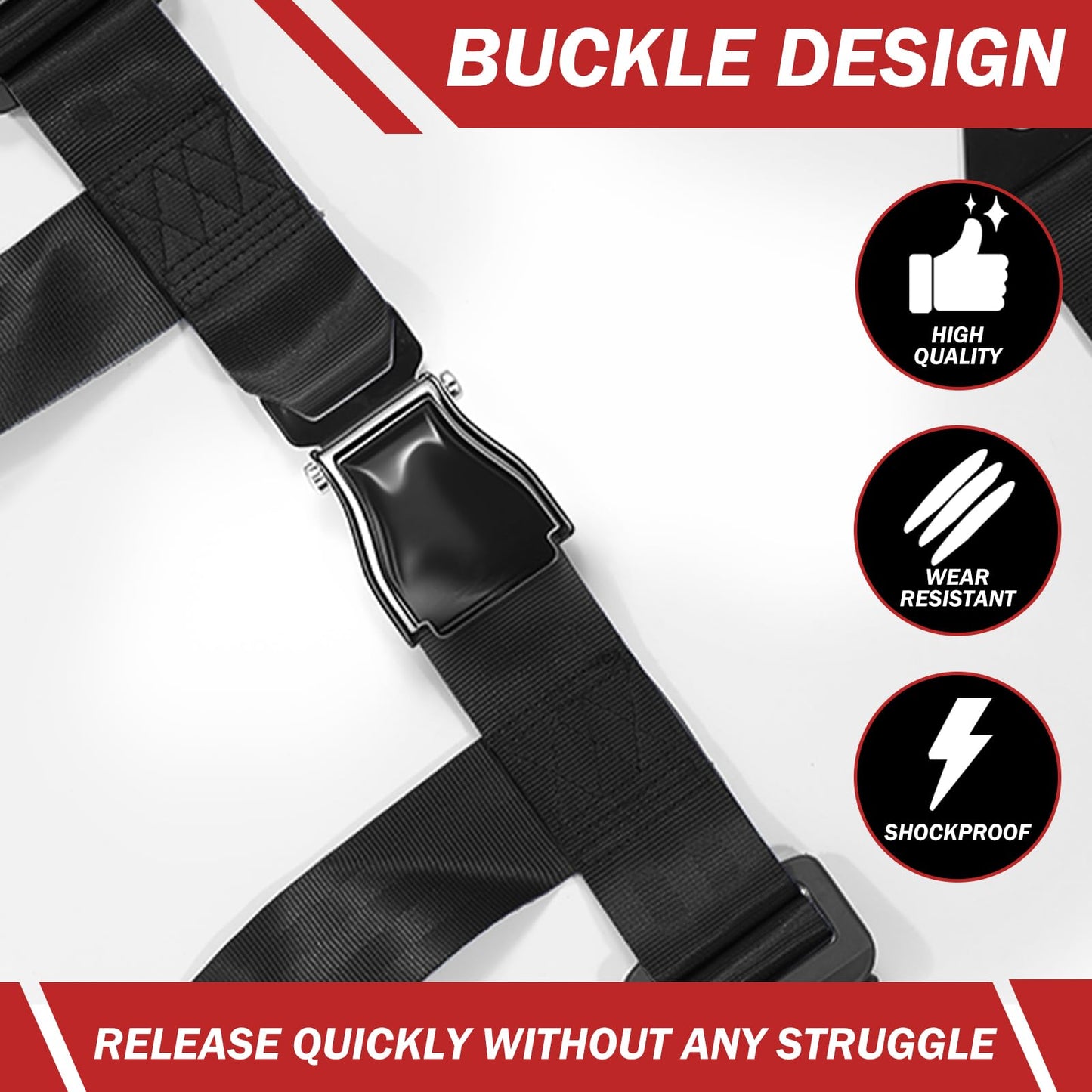 RWYSSYTF 4PT Belts Harness with 2 Inch Padding Compatible With Bypass Clip for Racing Go Kart UTV ATV Cranes, Excavators, Loaders, Forest fire engines, and mine dump trucks Black