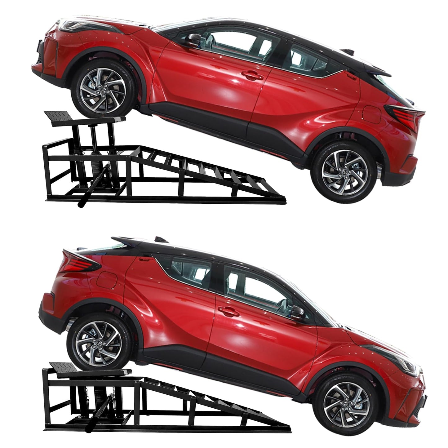 Rovibek 2 Pack Hydraulic Car Ramps, 11000LBS 5T Car Ramp High Lift 11.6"-16.5", Heavy Duty Steel Car Lift Ramp, Automotive Truck Service Ramps for Oil Changes Maintenance, Black