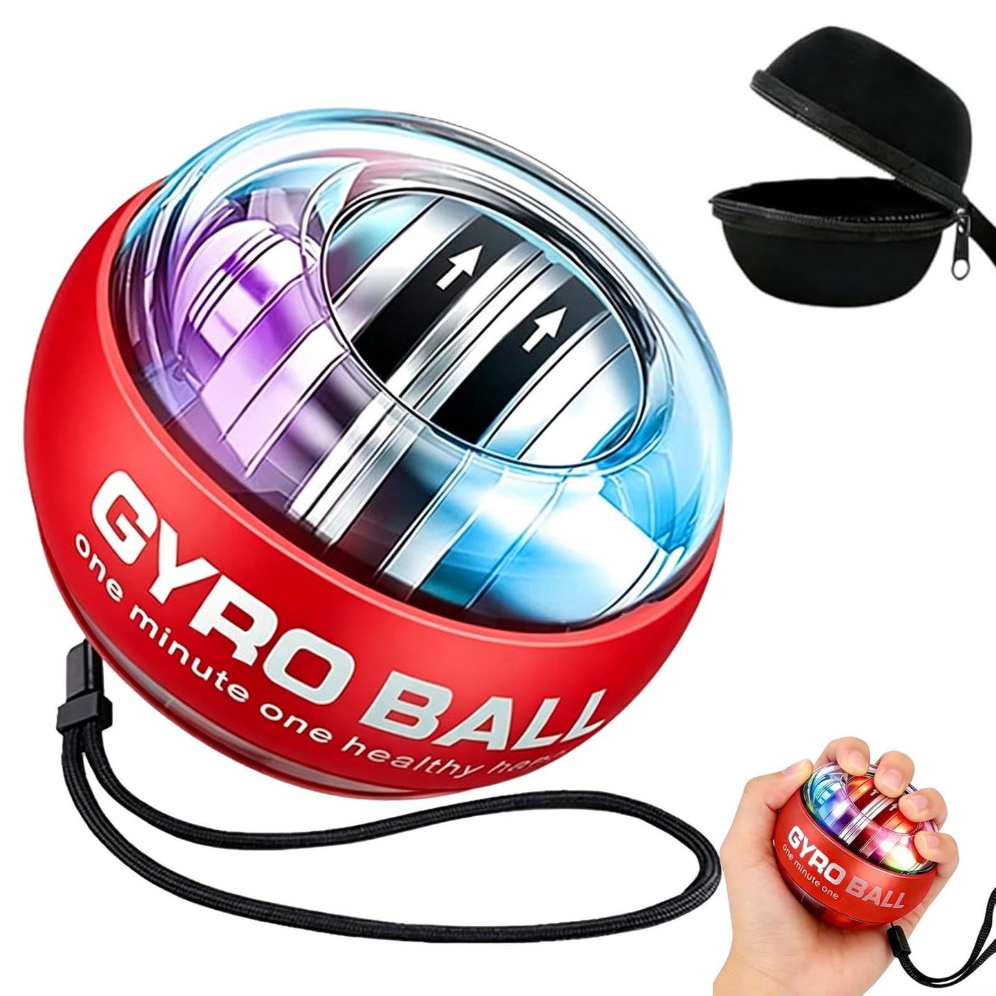 2026 New Auto-Start Power Gyro Ball, Torque Ball for Stronger Wrist Muscle, Wrist Ball with LED Light (with Ball Bag)