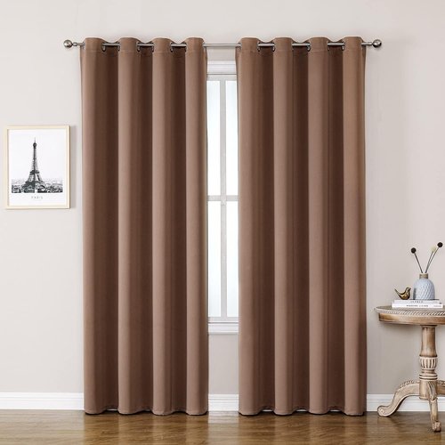 ChrisDowa Blackout Curtains - Thermal Insulated Room Darkening Panels, 108 Inches Long, Cappuccino (Set of 2)