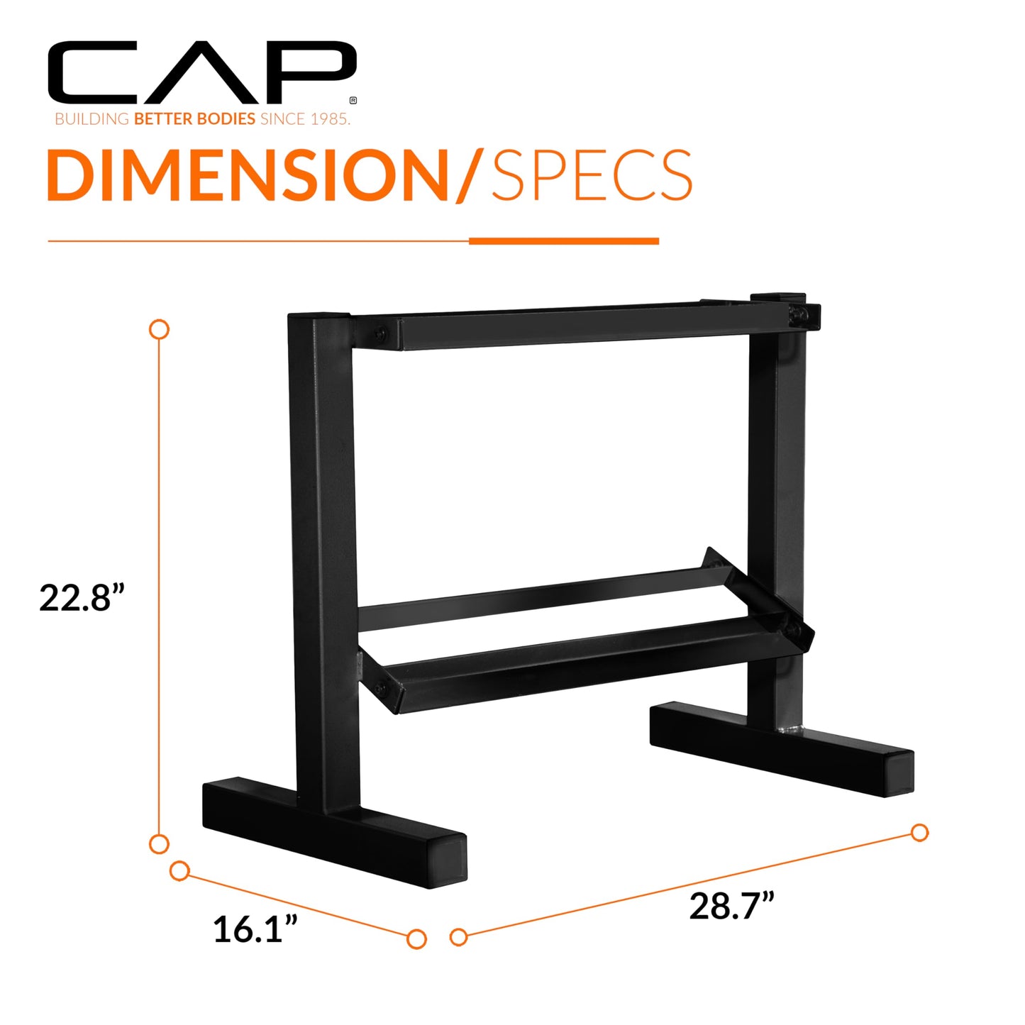 CAP 150 LB Rubber Hex Dumbbell Set with 2-Tier Rack for Home Gym Strength Training, Chrome Handle, Black Rack