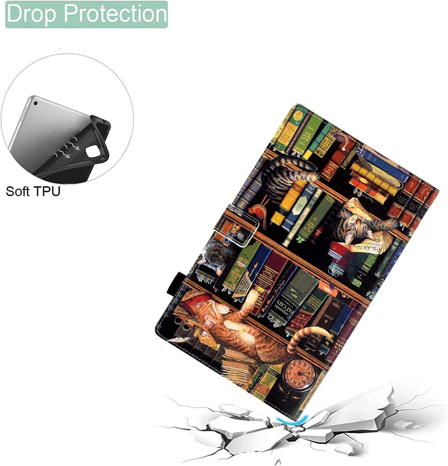 BYCeKe 10 (9th/7th/5th 2019/2017/2015 10 9th Generation/7th Case for Fire HD Tablet Generation, Release), PU Leather