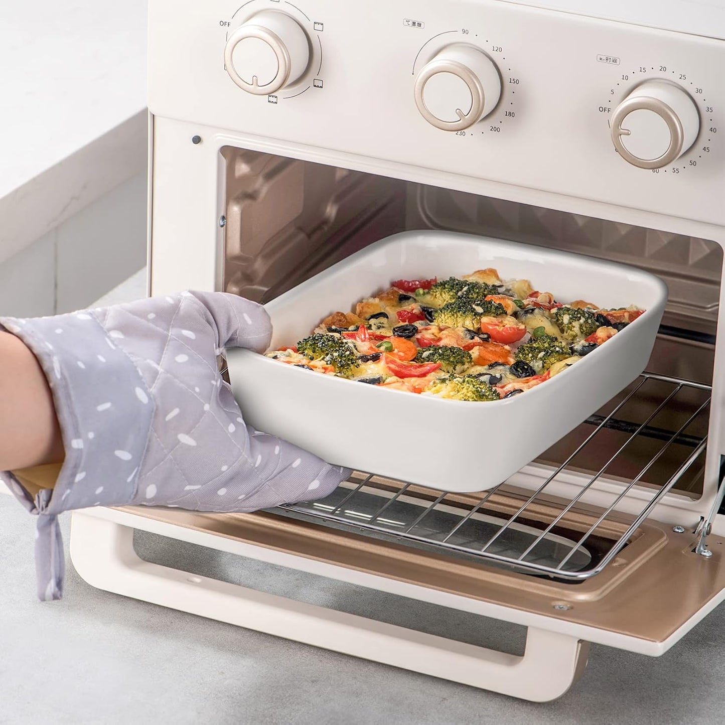 UNICASA Ceramic Oven Dishes - Set of 3 Rectangular Casserole Dishes | Non-Stick, White, 1000/2000/3500 ML