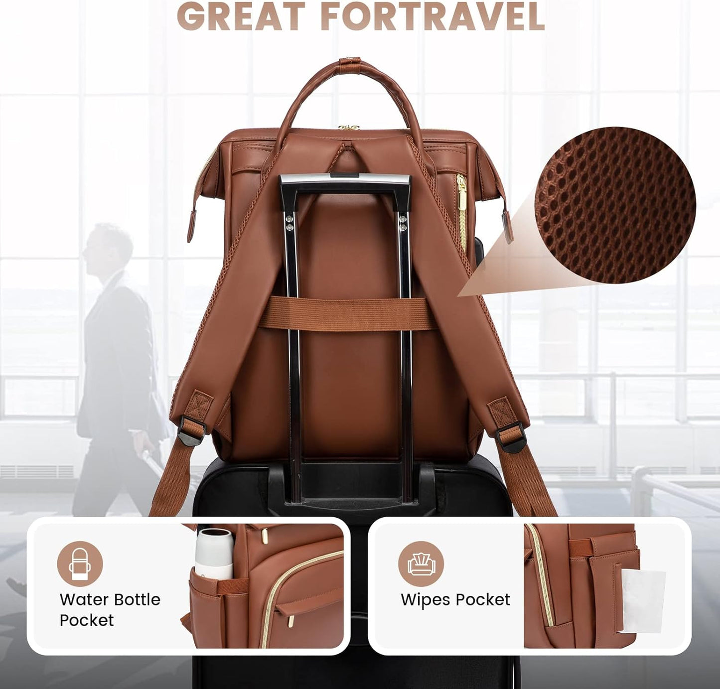 Backpack 15.6 inch,Travel Backpack LOVEVOOK Leather Laptop for Women Purse Nurse Teacher Carry On Computer