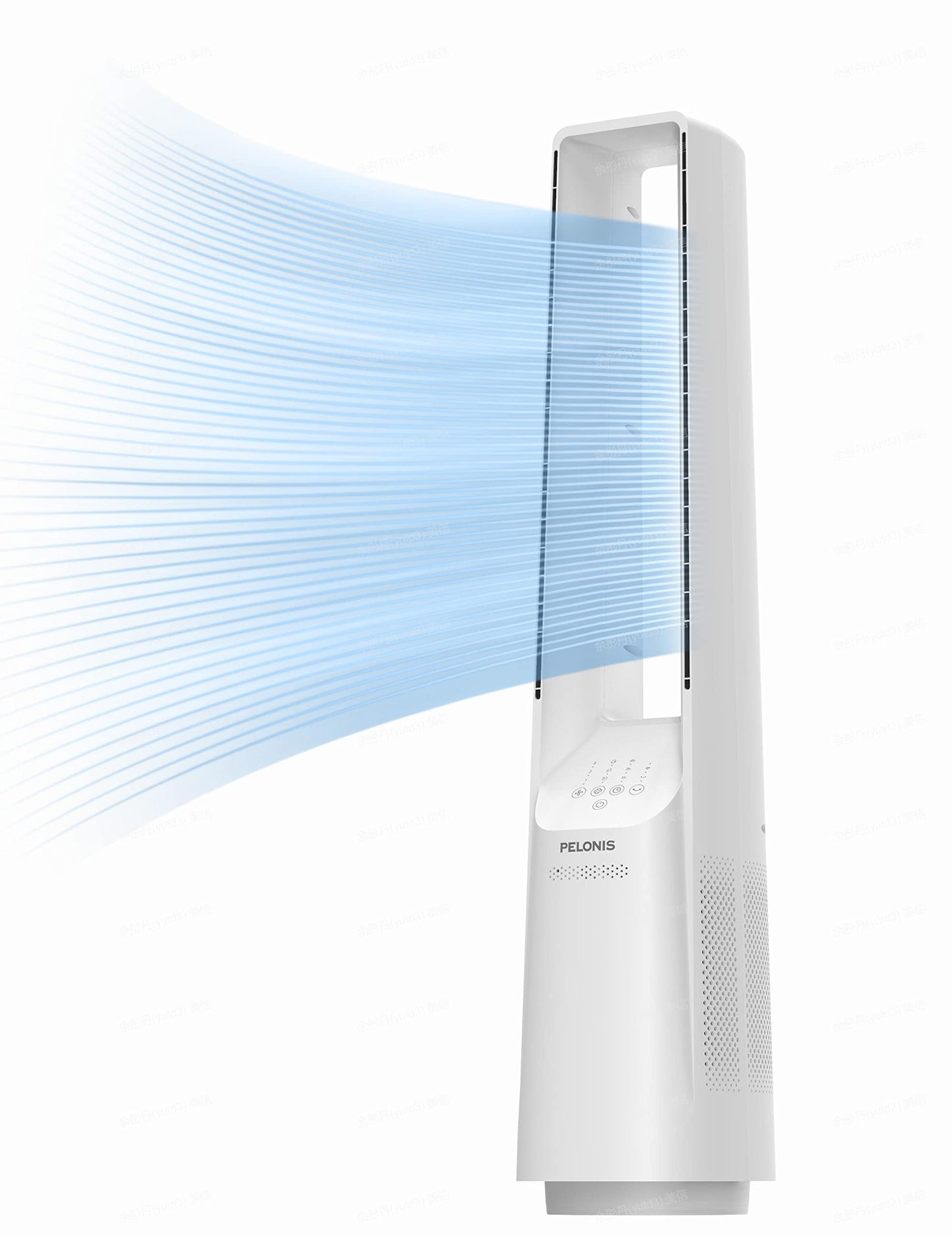 PELONIS Bladeless Tower Fan with 26-33ft Powerful Airflow, Alexa and Google Compatible, 6-Speed Settings, Quiet DC Motor, 120° Oscillation, 7-Hour Timer - Ideal for for Bedroom Home Office Use,White