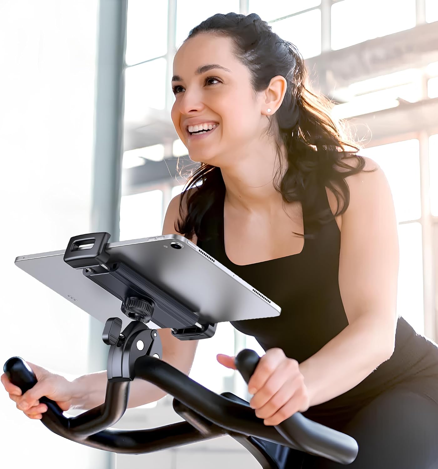CreaDream 4.7-13" Tablet Holder Mount for Spin Bike, Tablet Clamp for Treadmill, Indoor Stationary Bike, Stroller