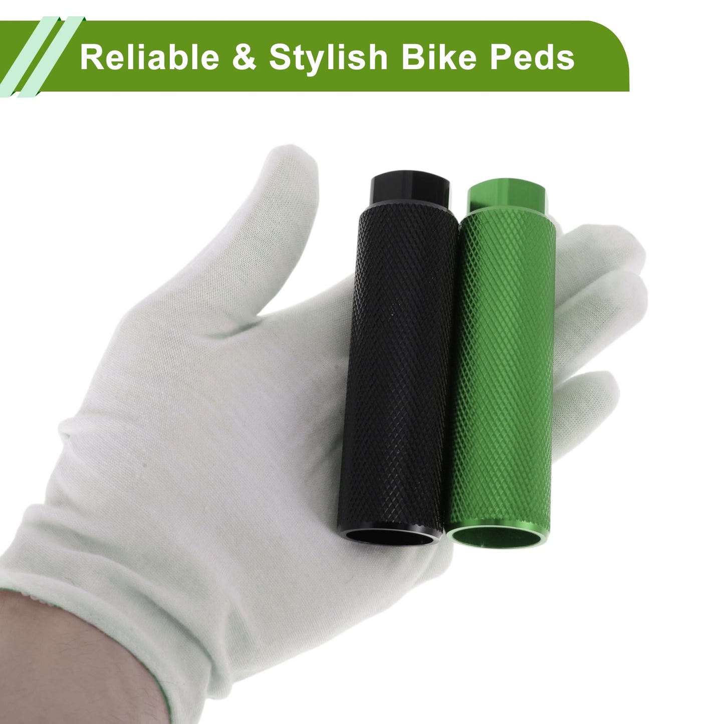 PARSLUCK 4 Pcs Aluminum Alloy Anti-Skid Bike Pegs 100mm Length Bicycle Backseats Stands Cycling Foot Pegs 3/8 Inch Axles Black Green