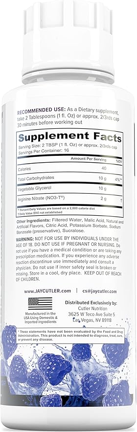 Liquid Pump - Glycerol and Arginine Nitrates for Optimized Pump pre-Workout Liquid Caffeine Free Non stim pre-Workout for Energy and Performance and nictic Oxide Booster | Blue Raspberry Flavor