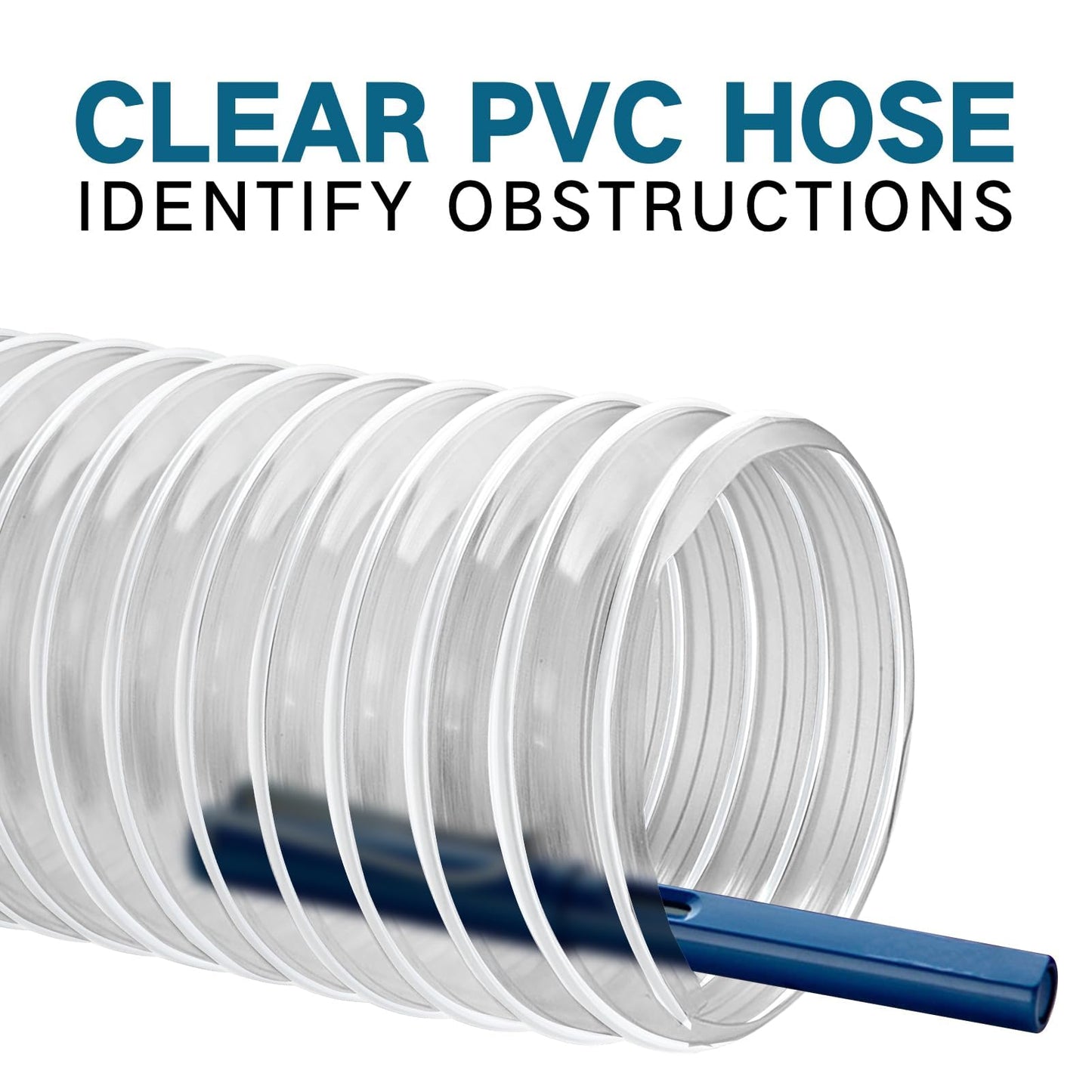 Qucship PVC Dust Collection Hose 4" x 10', Puncture-Resistant, Flexible Clear PVC Fume Hose with Carbon Steel Wire Coil for Dust Collection Systems