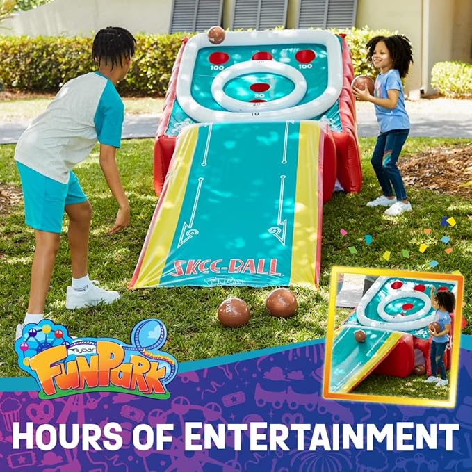 Flybar FunPark Giant Inflatable Skee-Ball Game – 11 Ft Long w/ 4 Balls & Electric Air Pump – Indoor & Outdoor Arcade Toy for Kids, Adults & Family – Fun Party Play for Home, Backyard, Events