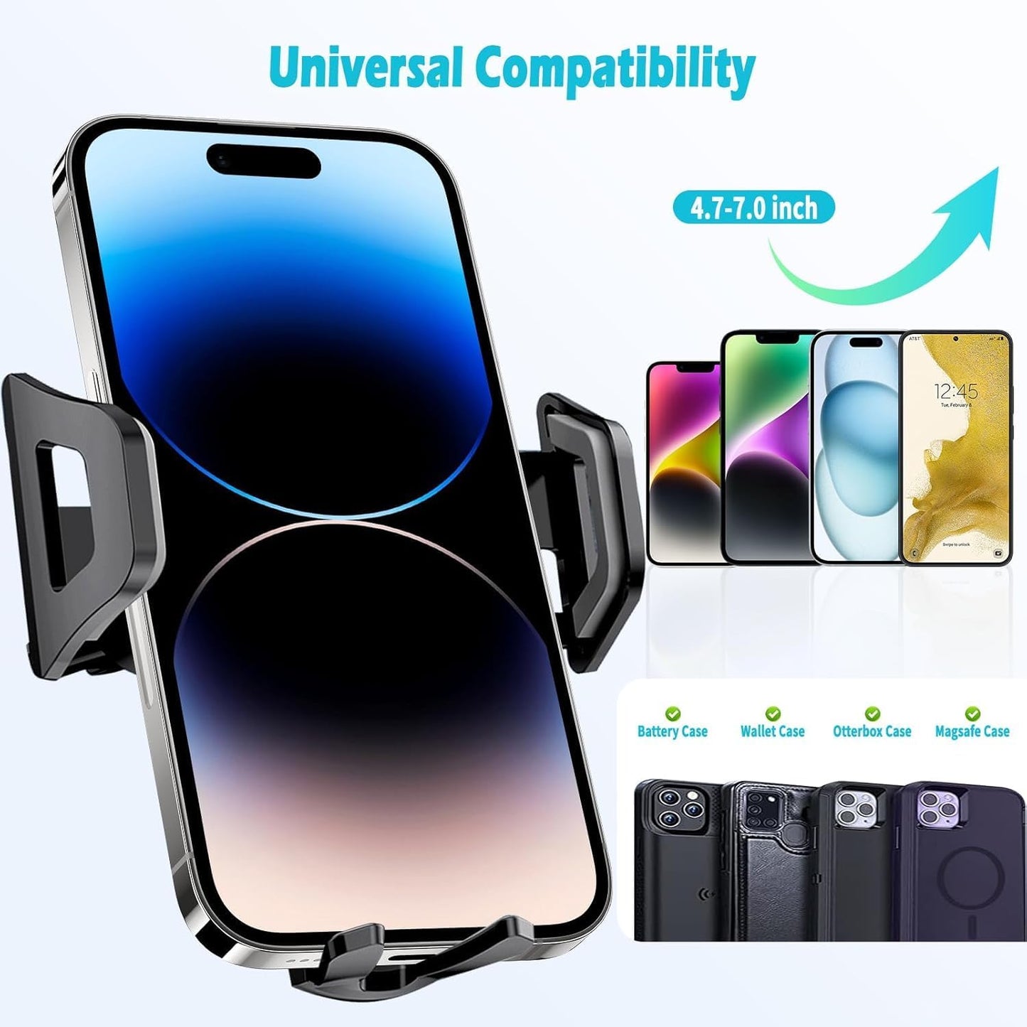 AOUKKL 2021-2025 4-7 Phones,360 Car Phone Holder Fits for Toyota Sienna Accessories,Thick Cases Friendly,Cell Phone