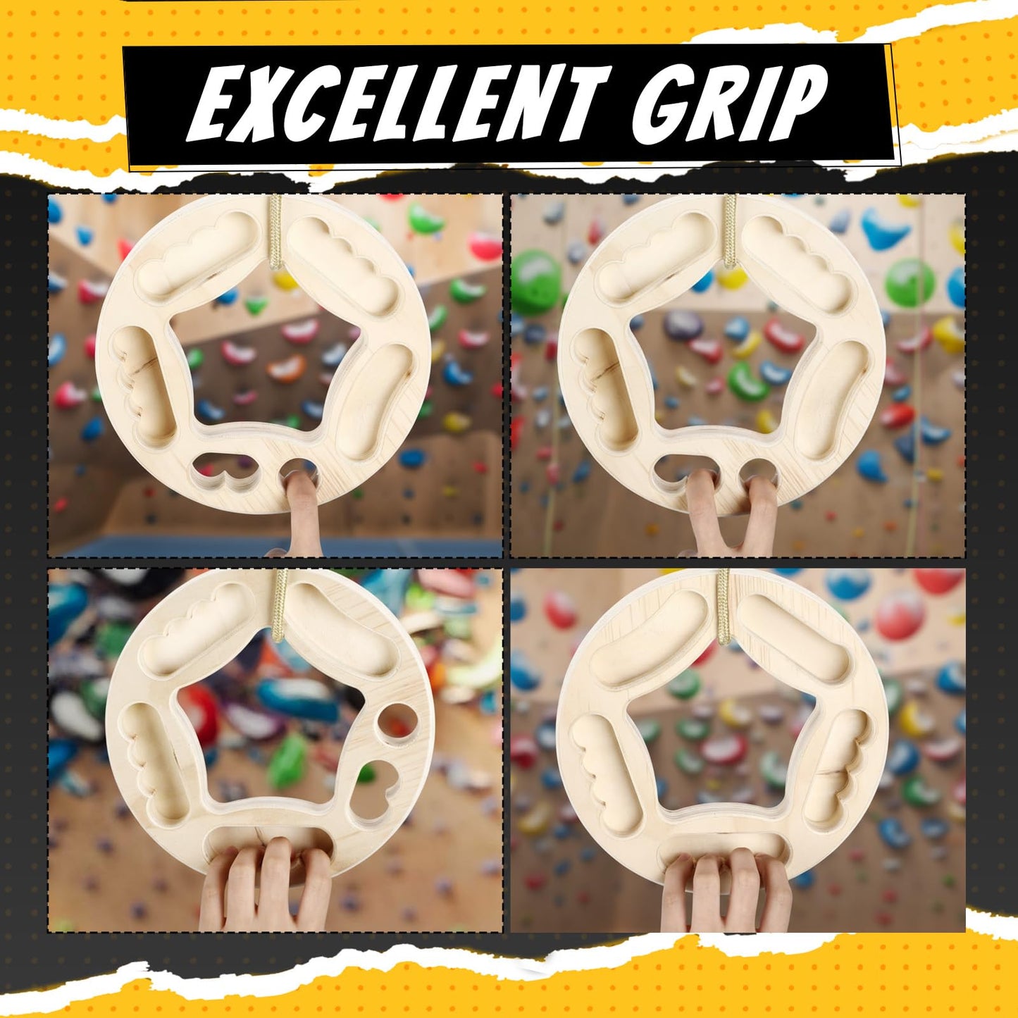 JolliLudo Hangboard Rock Climbing for Climbing Home Training Finger Strengthener, Pull-up Grip Arm Training Portable Finger Board Rock Holds Indoor and Outdoor(Round)