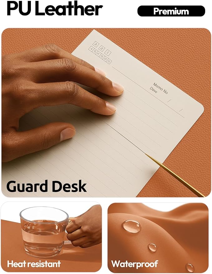 YSAGi Leather Desk Pad Protector, Office Desk Mat, Large Mouse Pad, Non-Slip PU Leather Desk Blotter, Laptop Desk Pad, Waterproof Desk Writing Pad for Office and Home (Brown,55" x 17.2")