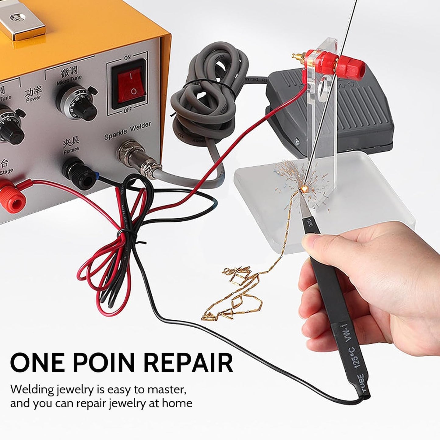 KKYOYRE 30A Jewelry Spot Welding Machine,Spot Welder,Professional Pulse Arc Welder for Gold,K Gold,Silver,Platinum and Steel Necklace (Thickness 0.4-1.0mm)