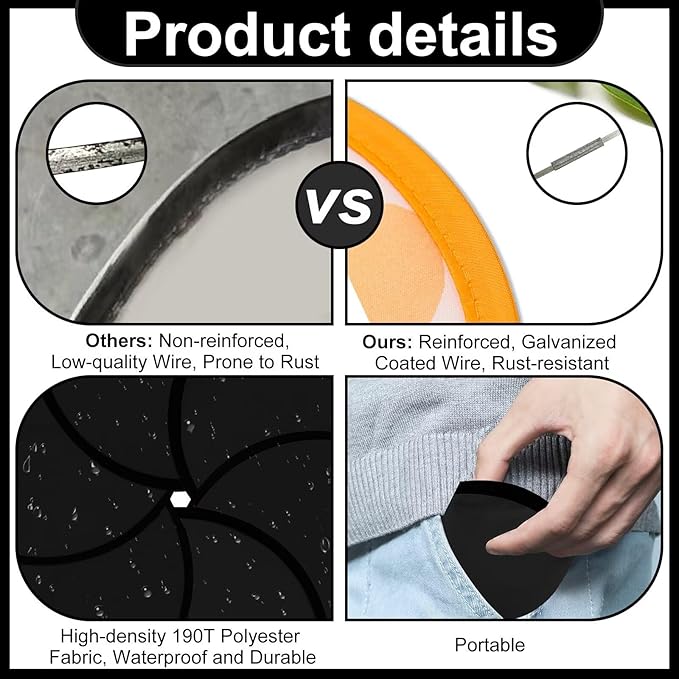 1PC Foldable Flying Disc Fans with Bags, 9.8'' DIY Handheld Black Egde Fabric Folding Fan for Outdoor Game Activities Birthday Party Favors End of Year Student Gifts, White